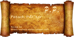 Petsch Péter névjegykártya